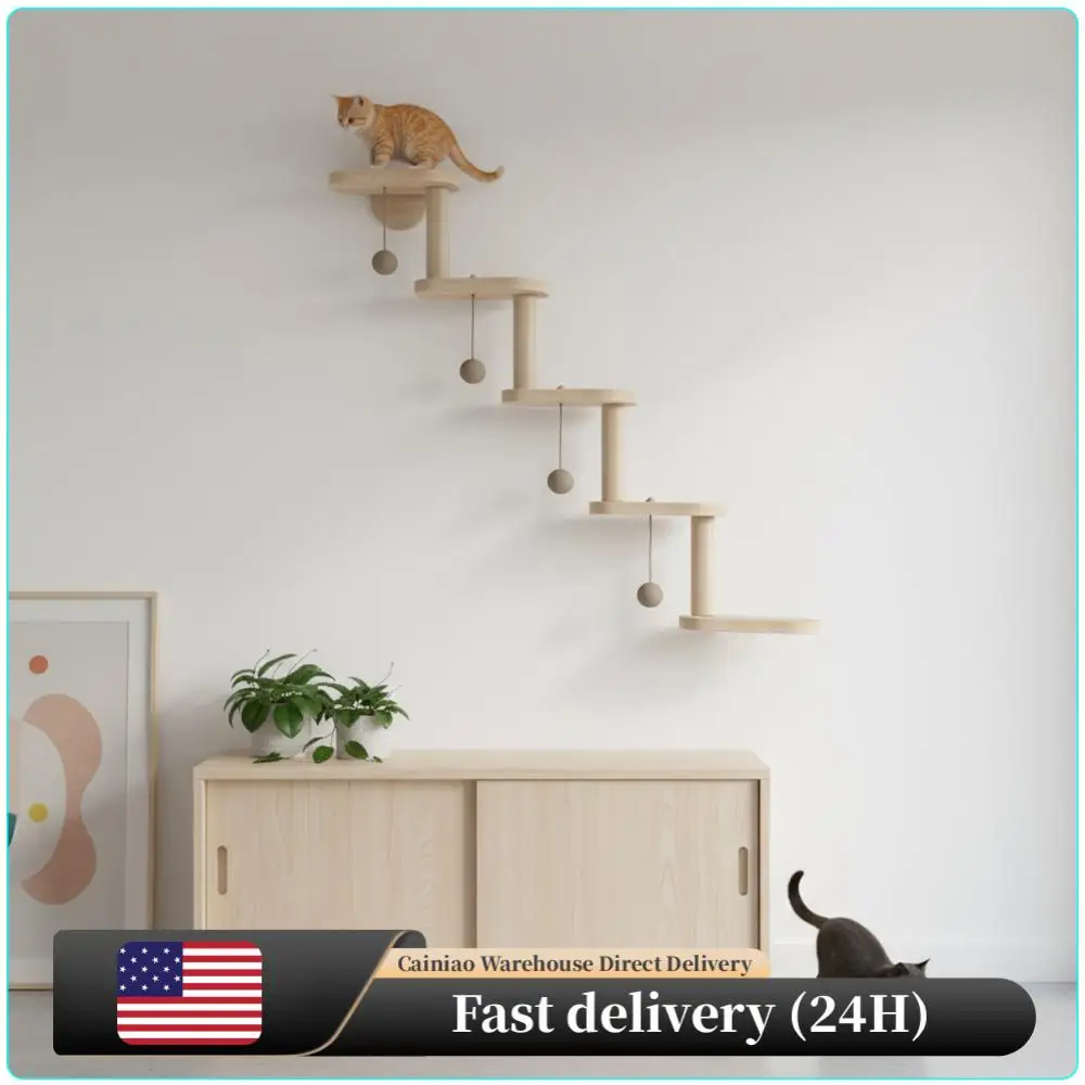Настенная деревянная лестница-когтеточка для кошек с 5 ступеньками, полки для лазания, игр и отдыха
Настенная деревянная лестница-когтеточка для кошек с 5 ступеньками, полки для лазания, игр и отдыха
