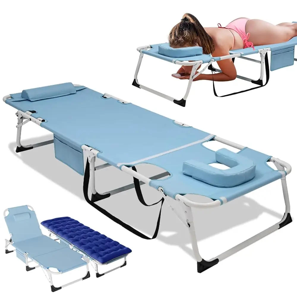 3 In 1 Sun Tanning Chair With Face Arm Hole, Heavy Duty Folding Chaise Lounge Chairs, 5-Position Outdoor Lounge Chair For
3 In 1 Sun Tanning Chair With Face Arm Hole, Heavy Duty Folding Chaise Lounge Chairs, 5-Position Outdoor Lounge Chair For