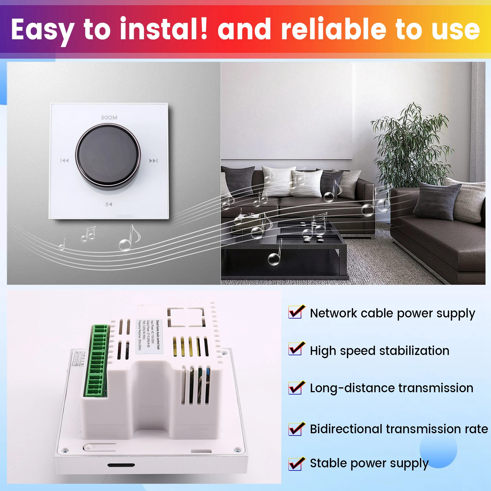 86 Hi-Fi Professional Smart Wall-Mounted Stereo Background Music Controller Bluetooth Mini In-Wall Amplifier White HOT
86 Hi-Fi Professional Smart Wall-Mounted Stereo Background Music Controller Bluetooth Mini In-Wall Amplifier White HOT