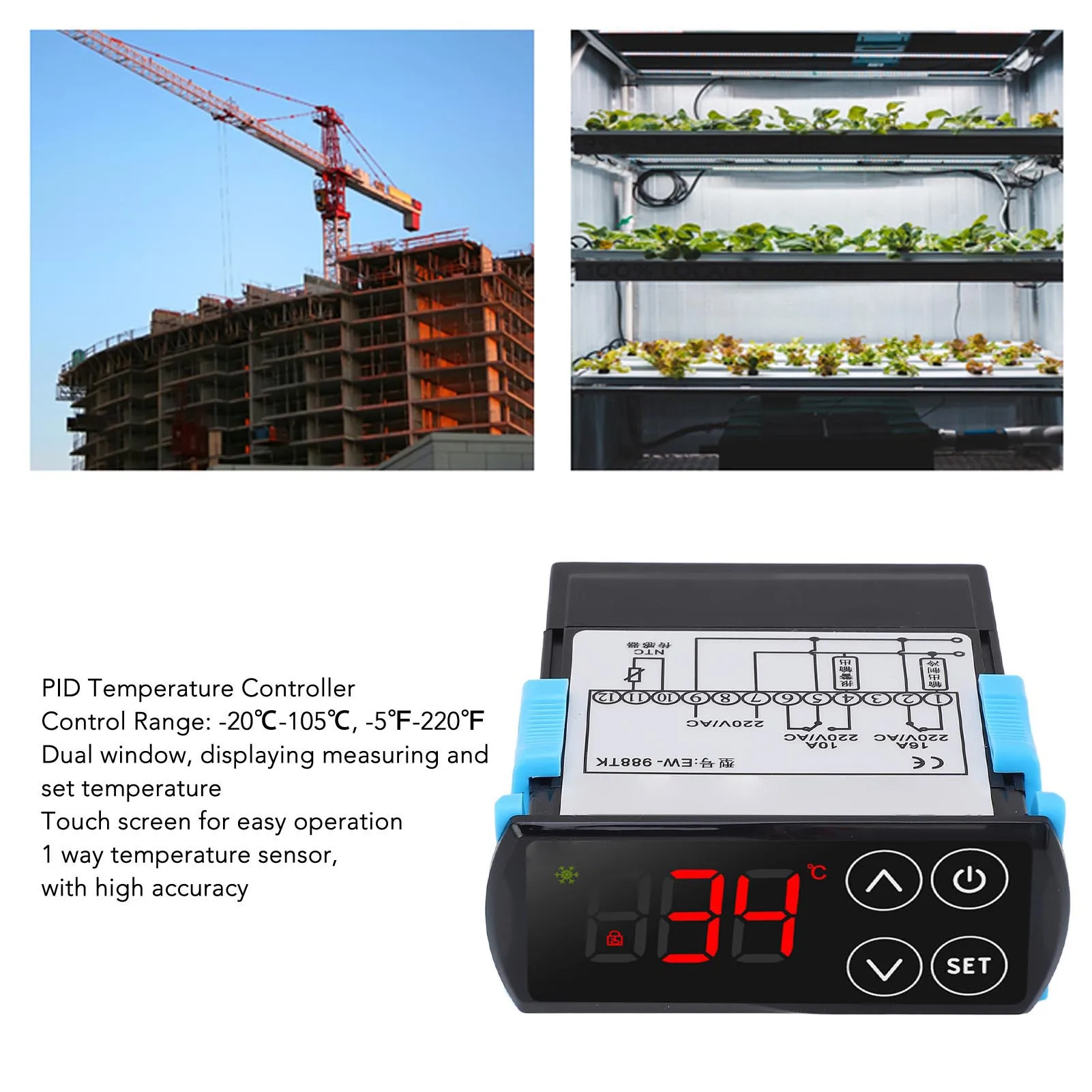 PID Temperature Controller Touch Screen Digital Display Cooling Heating PID Temperature Controller Regulator AC220V
PID Temperature Controller Touch Screen Digital Display Cooling Heating PID Temperature Controller Regulator AC220V