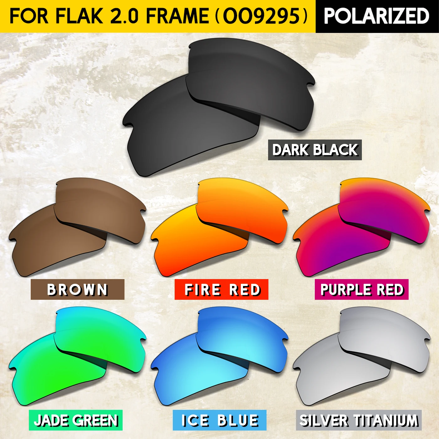 Polarized Replacement Lenses for Oakley Flak 2.0 OO9295 59mm Sunglasses - Multiple Choice 
Polarized Replacement Lenses for Oakley Flak 2.0 OO9295 59mm Sunglasses - Multiple Choice