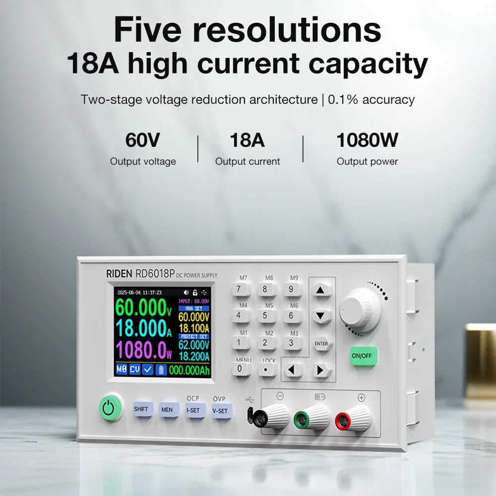 RD RD6018P 60V 18A 5 Digit Display DC Adjustable Step Down Voltage Regulated Power Supply Buck Converter or RD-1200-68 1200W PSU
RD RD6018P 60V 18A 5 Digit Display DC Adjustable Step Down Voltage Regulated Power Supply Buck Converter or RD-1200-68 1200W PSU