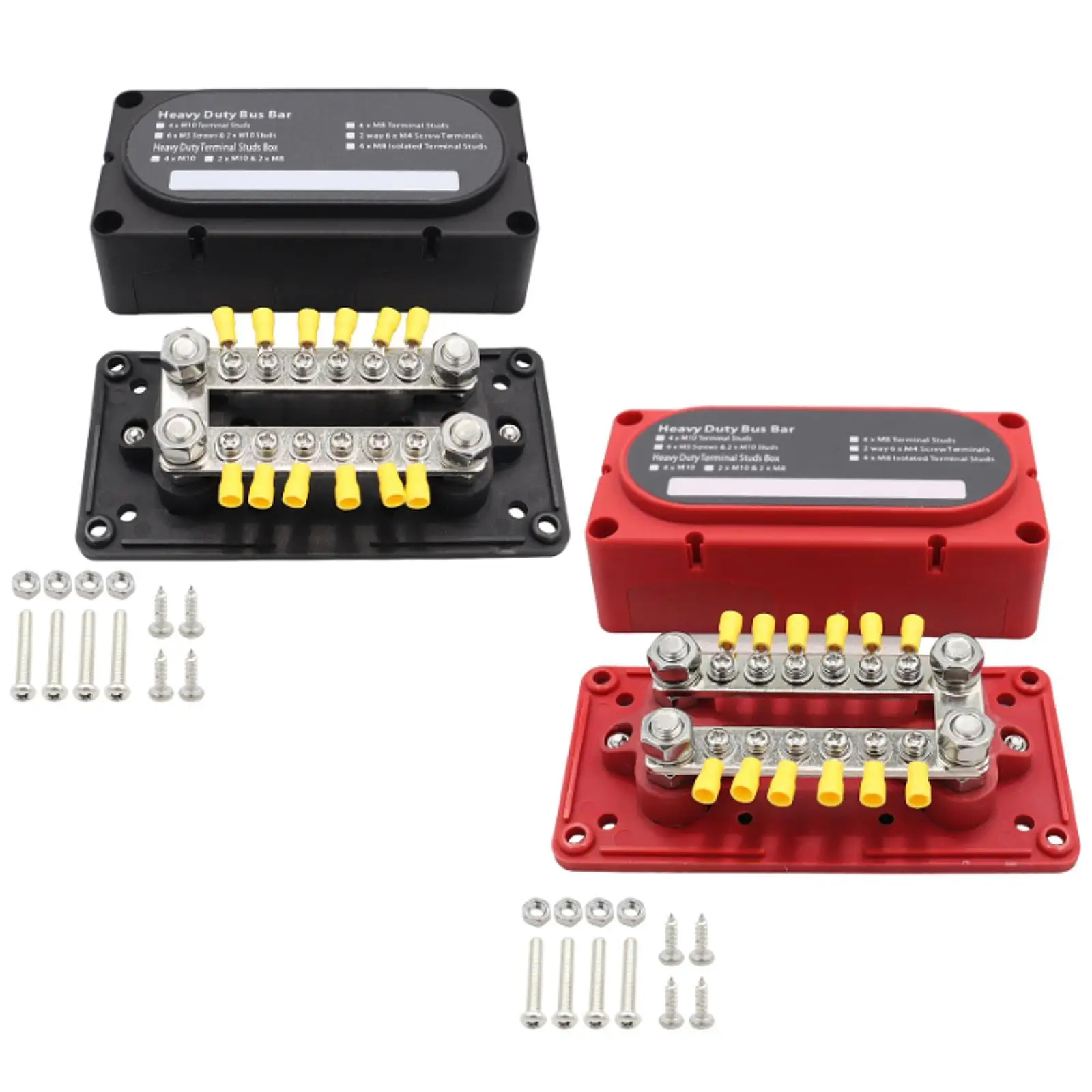 Bus Bar Power Distribution Block with Removable Cover Easy Installation Accessories M10 Stud for RV Automotive Car Truck
Bus Bar Power Distribution Block with Removable Cover Easy Installation Accessories M10 Stud for RV Automotive Car Truck