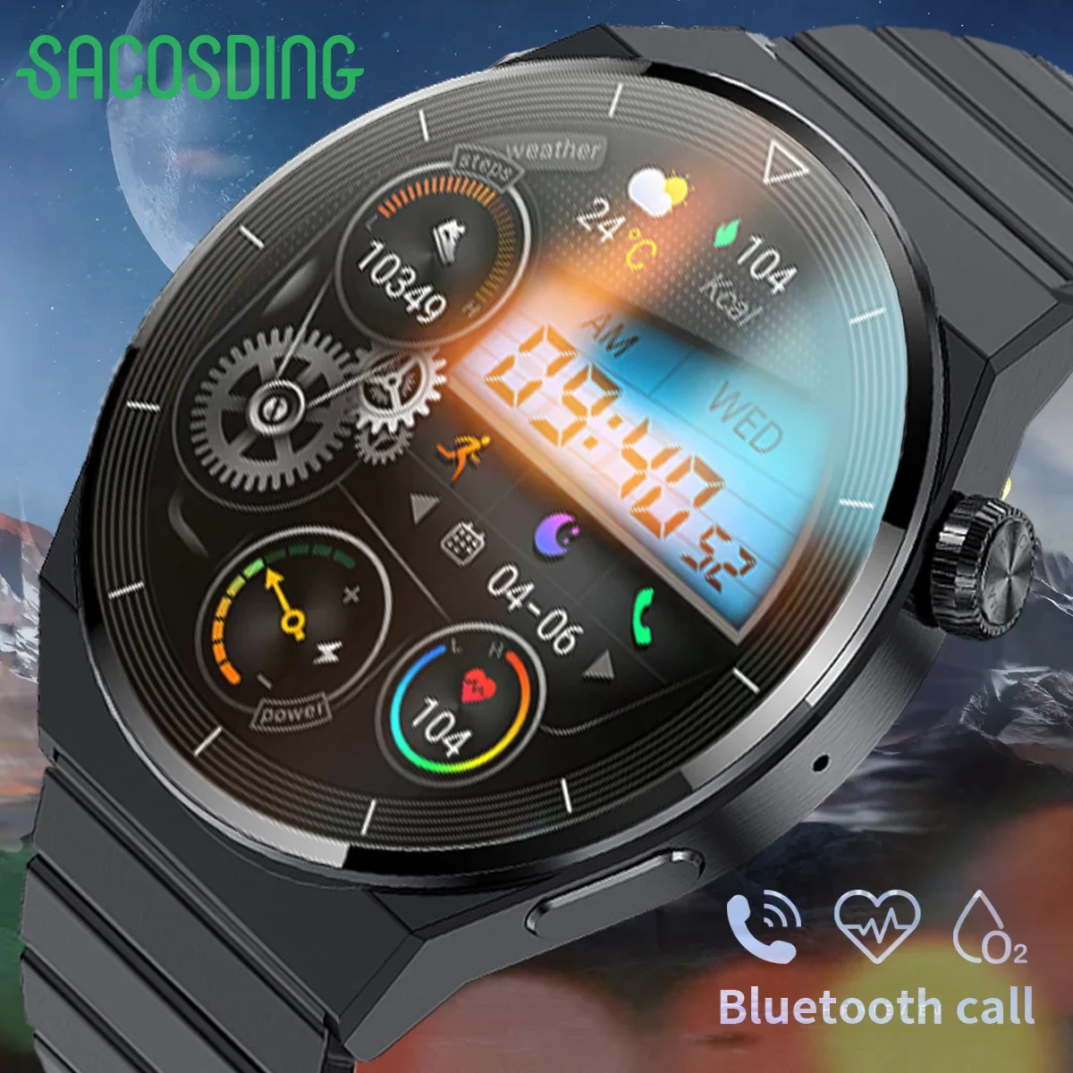 Смарт-часы мужские водонепроницаемые с Bluetooth, AMOLED дисплеем и фитнес-трекером
Смарт-часы мужские водонепроницаемые с Bluetooth, AMOLED дисплеем и фитнес-трекером