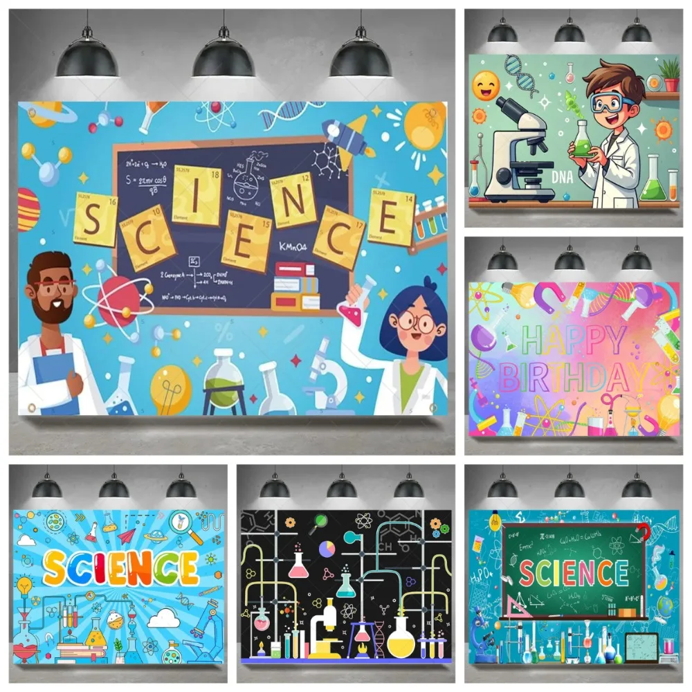 Fun Science Chemistry Theme Banner Photography Backdrop, Crazy Science Children's Birthday Party Decoration Photography Backdrop
Fun Science Chemistry Theme Banner Photography Backdrop, Crazy Science Children's Birthday Party Decoration Photography Backdrop