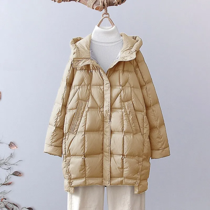 Women's Faionable Thiened White Du down Jaet Hooded Mid-Length Quilted Coat Trendy Outerwear Polyester Fiber Long Sve
Women's Faionable Thiened White Du down Jaet Hooded Mid-Length Quilted Coat Trendy Outerwear Polyester Fiber Long Sve