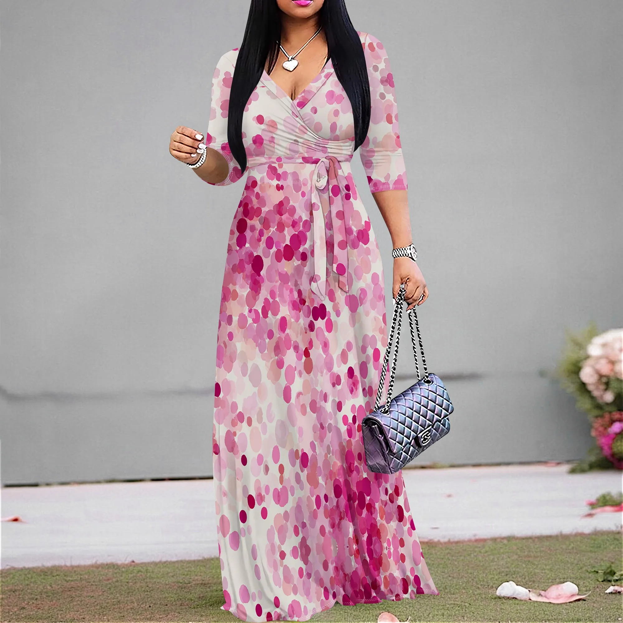 Women’s Floral Print Maxi Dress Elegant V Neck Tie Waist 3/4 Sleeve Summer Wedding Guest Long Dress XS-3XL
Women’s Floral Print Maxi Dress Elegant V Neck Tie Waist 3/4 Sleeve Summer Wedding Guest Long Dress XS-3XL
