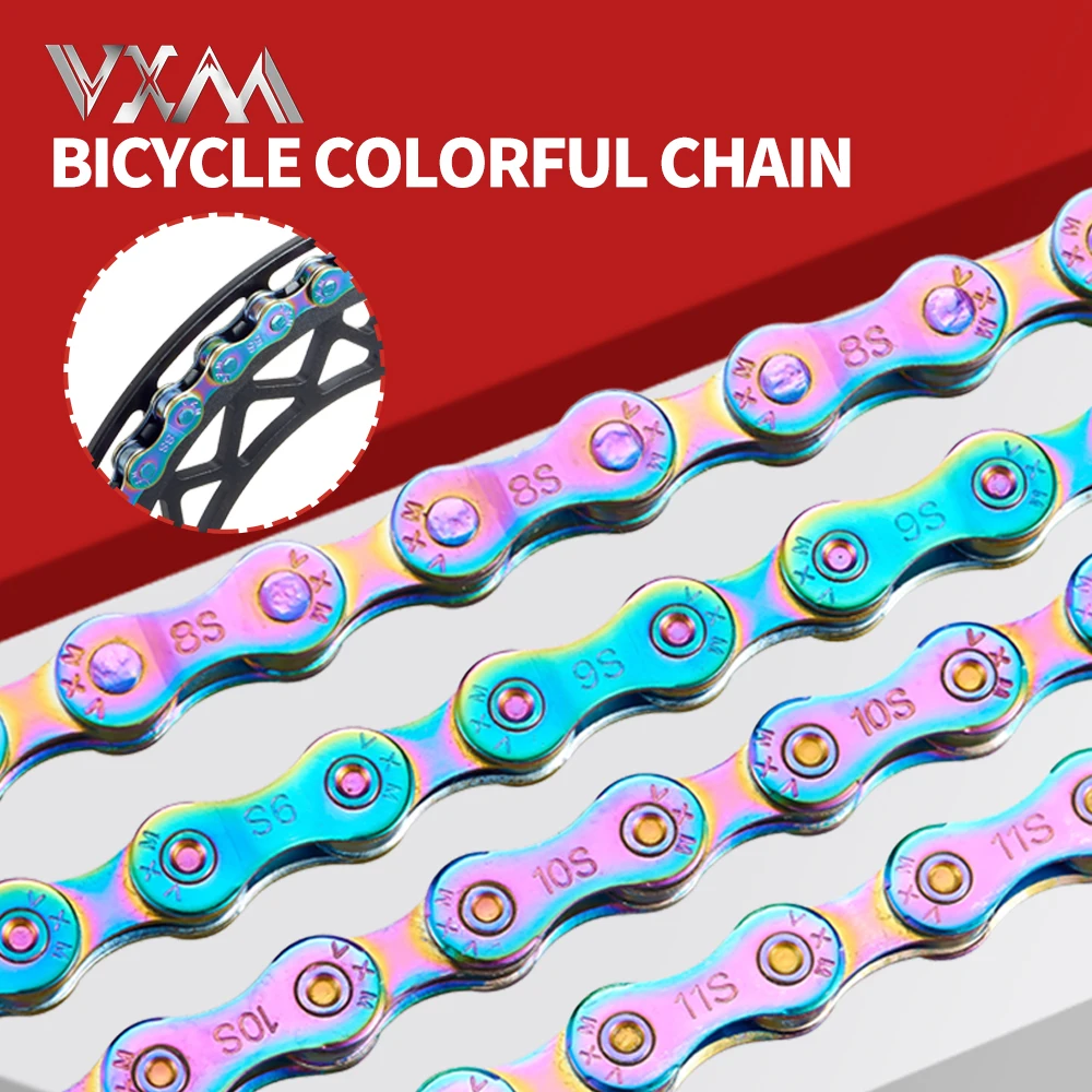 VXM MTB Road Bike Colorful Chain 8s 9s 10s 11s 12s Speed Chain Universal High Quality Durable Chain Current With Missing Link
VXM MTB Road Bike Colorful Chain 8s 9s 10s 11s 12s Speed Chain Universal High Quality Durable Chain Current With Missing Link