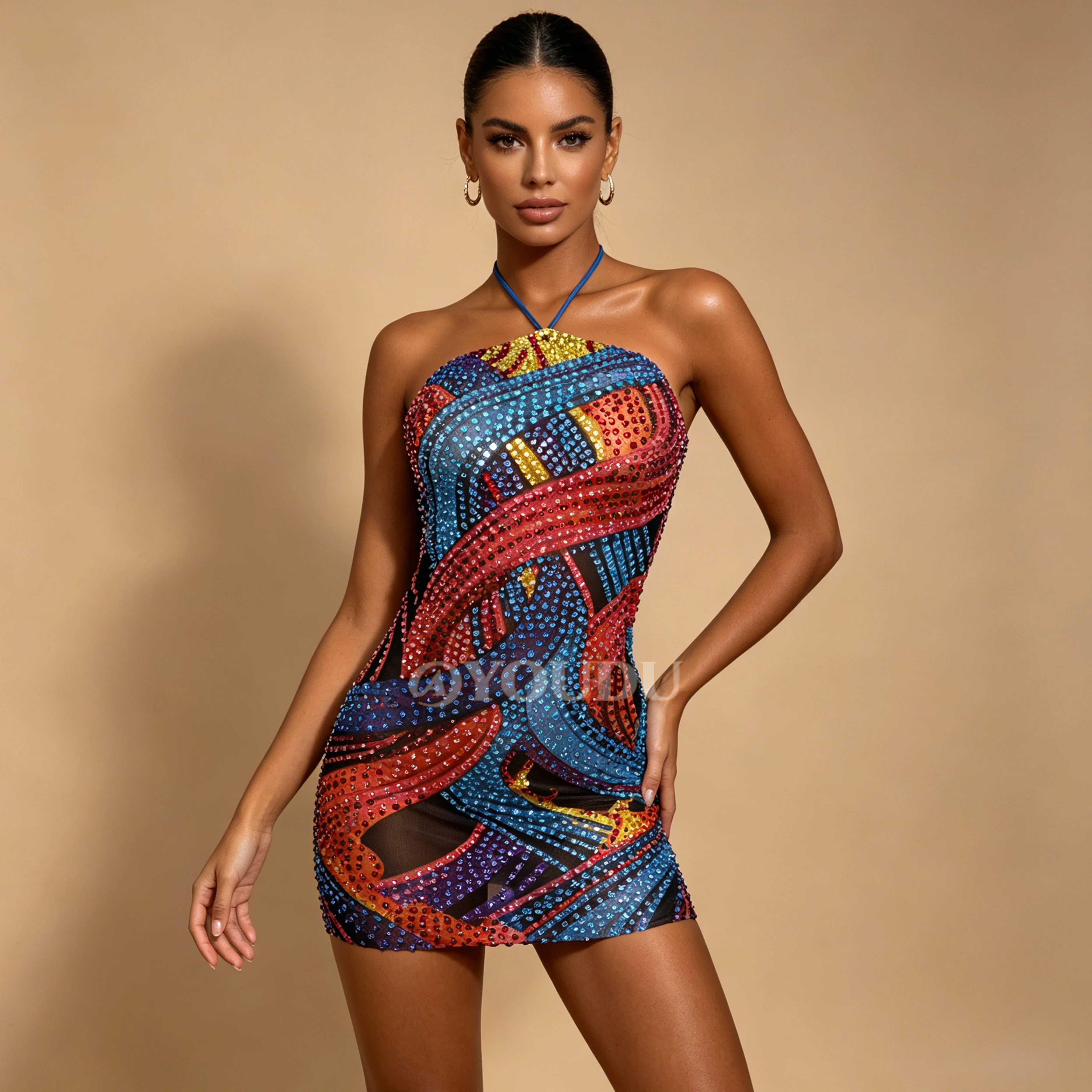 New Special Designed Twinkling Rhinestones Bandage Trim fit Mesh Dress Women Evening Party Gown Fashion Show Stage Outfit Caiqi
New Special Designed Twinkling Rhinestones Bandage Trim fit Mesh Dress Women Evening Party Gown Fashion Show Stage Outfit Caiqi