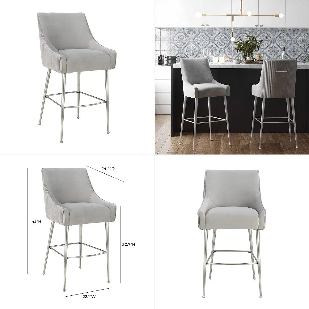 Beatrix Pleated Velvet Upholstered Bar Stool with Silver Handle and Legs Light Grey
Beatrix Pleated Velvet Upholstered Bar Stool with Silver Handle and Legs Light Grey