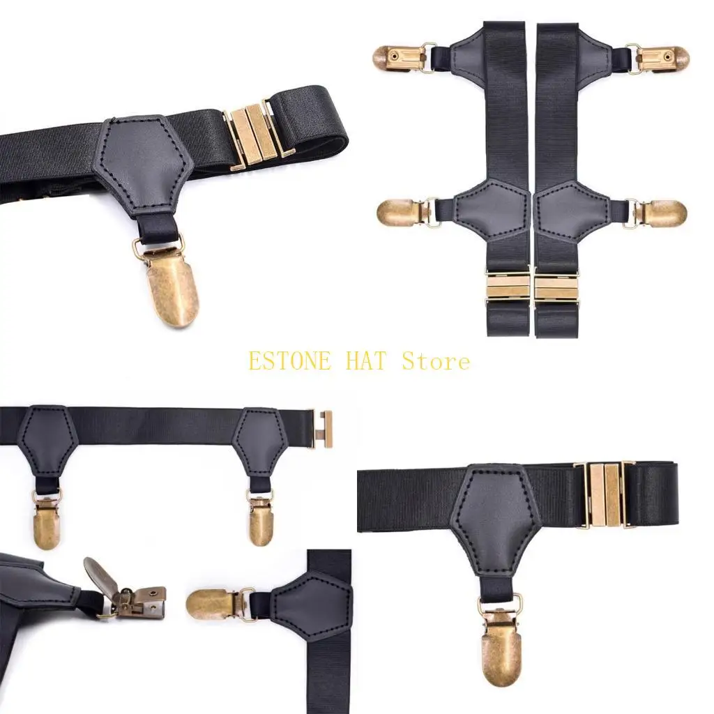 49MF Men Women Black Socks Suspenders Holder with Double Hard Metal Non-Slip Clips Elastic Adjustable Garters Belt Accessory
49MF Men Women Black Socks Suspenders Holder with Double Hard Metal Non-Slip Clips Elastic Adjustable Garters Belt Accessory