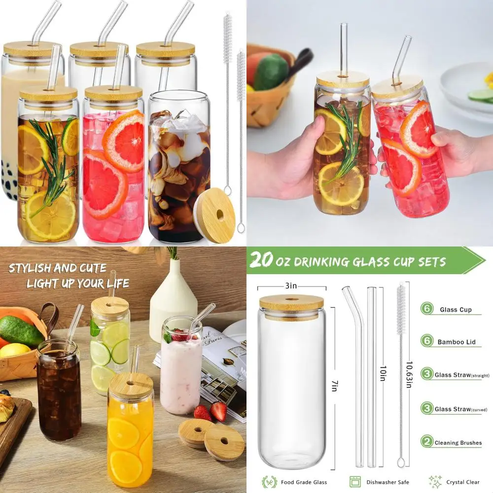 20 oz drinking glasses with bamboo lids and glass straw - 6 pcs glass cups beer ice coffee glasses cute aesthetic cup great for
20 oz drinking glasses with bamboo lids and glass straw - 6 pcs glass cups beer ice coffee glasses cute aesthetic cup great for
