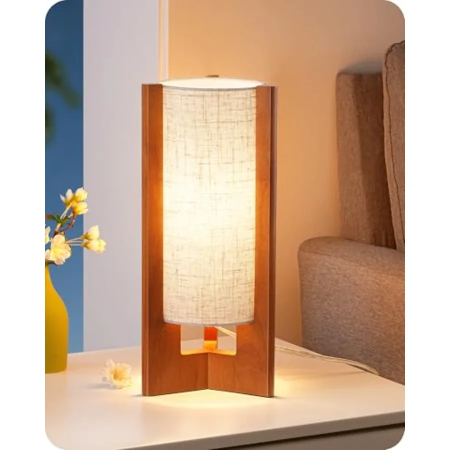 13.5" Small Table Lamp, Walnut Wood Cylinder Nightstand Lamp for Bedroom, Beige Linen Shade, Corner Modern Bedside Lamp for Liv
13.5" Small Table Lamp, Walnut Wood Cylinder Nightstand Lamp for Bedroom, Beige Linen Shade, Corner Modern Bedside Lamp for Liv