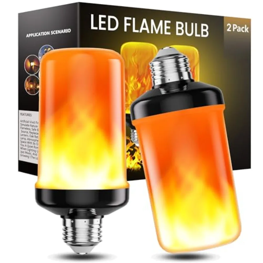 LED Flame Light Bulbs Outdoor, 4 Modes Flickering Lightbulb with Upside Down Effect, E6 Base Fire Flame Lights Bulb for Hallowe
LED Flame Light Bulbs Outdoor, 4 Modes Flickering Lightbulb with Upside Down Effect, E6 Base Fire Flame Lights Bulb for Hallowe