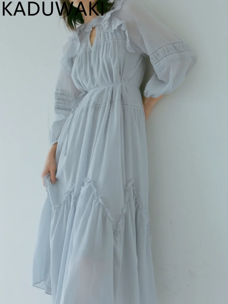 Japanese Hollow Out Ruffle Dress Lace Up Vestidos Mujer Spring Summer Long Sleeve Dresses Women Large Swing Robe Femme Camis
Japanese Hollow Out Ruffle Dress Lace Up Vestidos Mujer Spring Summer Long Sleeve Dresses Women Large Swing Robe Femme Camis