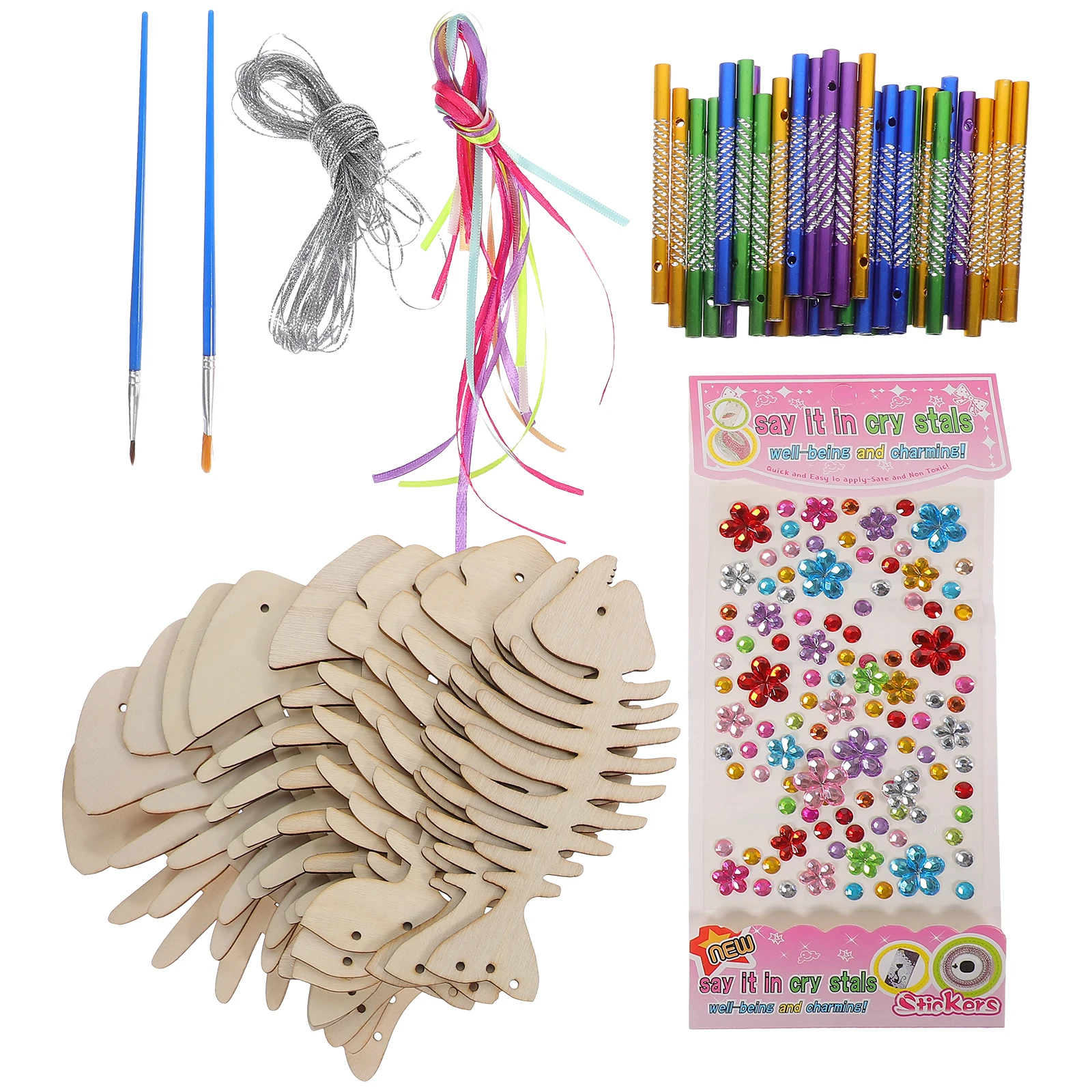Wooden Wind DIY Kit 12 Fish Bones 48 Bells Kids Sticker Balcony Wind Chime Craft Hanging Decor Home Garden Balcony
Wooden Wind DIY Kit 12 Fish Bones 48 Bells Kids Sticker Balcony Wind Chime Craft Hanging Decor Home Garden Balcony