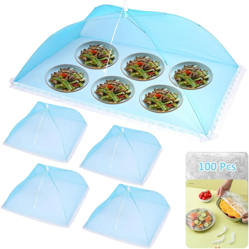 Mesh Food Covers for Outside, 5 Pack Pop-Up Food Tents with 100 Plastic Bowl Covers, Reusable Food Protectors for Picnics, Barbecues, Buffets (Light Blue)
Mesh Food Covers for Outside, 5 Pack Pop-Up Food Tents with 100 Plastic Bowl Covers, Reusable Food Protectors for Picnics, Barbecues, Buffets (Light Blue)
