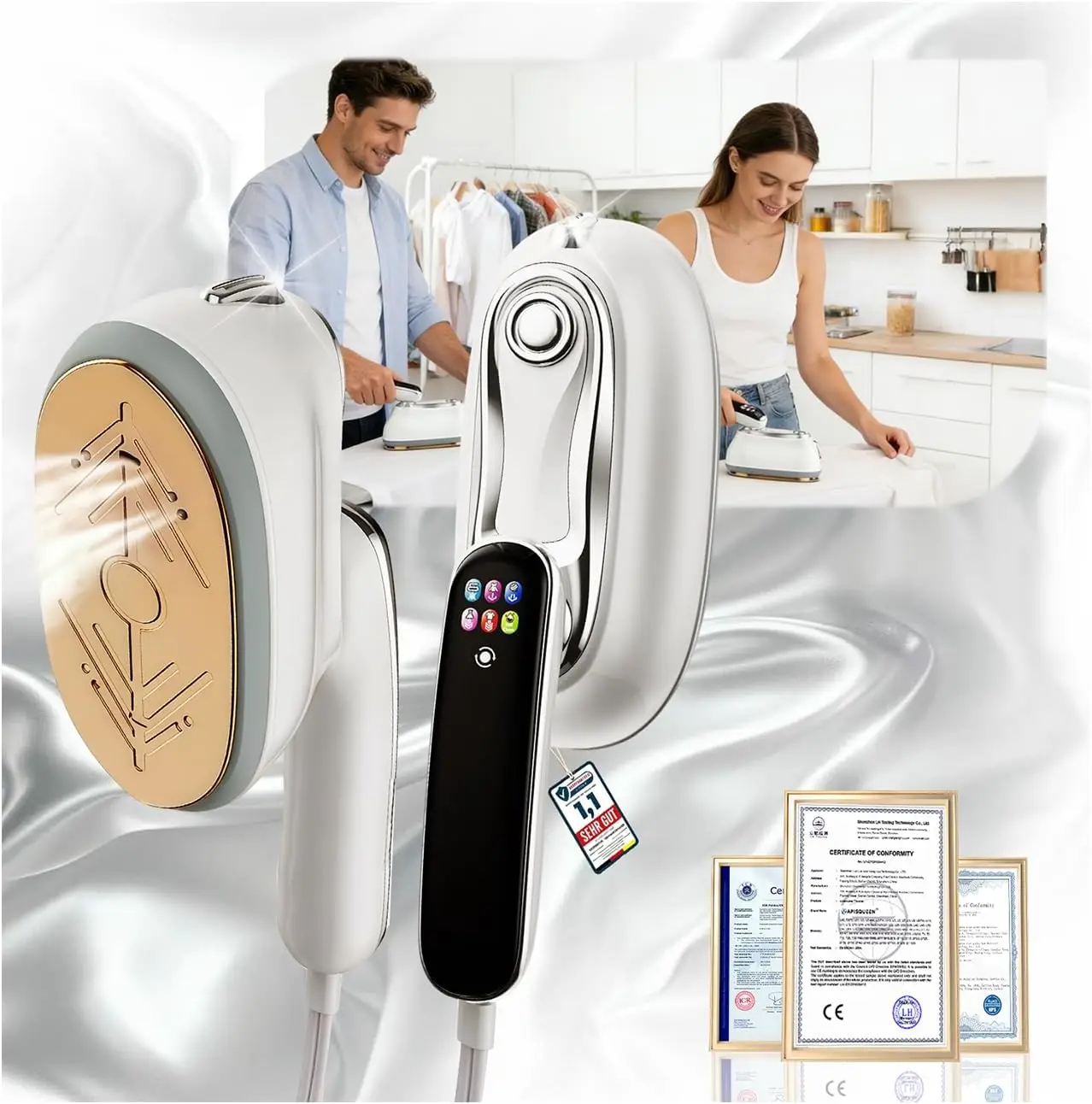 Clothes Travel Steamer, 1300W Portable Garment Steamer with 160mL Water Tank, 10-Second Heat-Up, Dual Voltage 110-240V, 180° Rotating Handle, 6 Modes, Ultra-Slim LCD Display – Ideal for Home and Worldwide Travel
Clothes Travel Steamer, 1300W Portable Garment Steamer with 160mL Water Tank, 10-Second Heat-Up, Dual Voltage 110-240V, 180° Rotating Handle, 6 Modes, Ultra-Slim LCD Display – Ideal for Home and Worldwide Travel