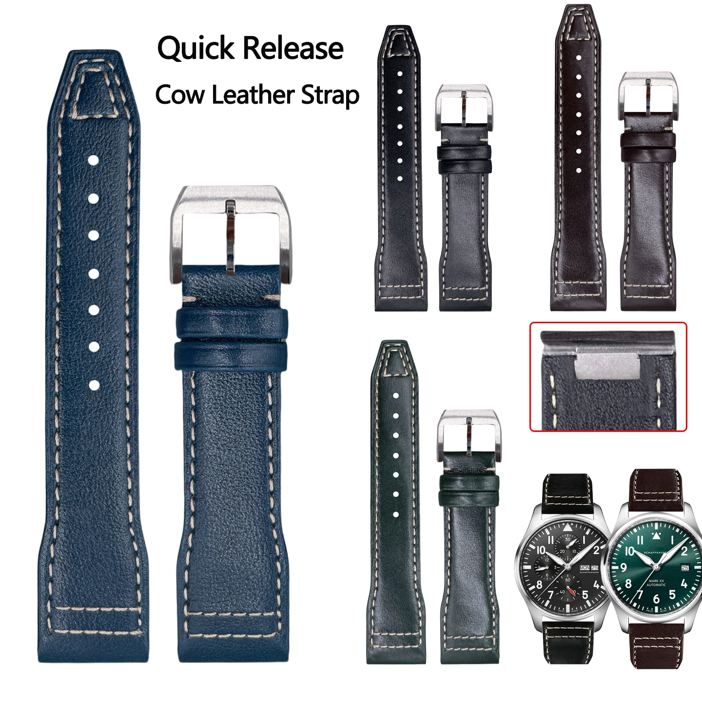 Steel Metal head Quick Release Cow Leather Strap for IWC Pilot Watch /Mark 18/Spitfire, Little Prince Series Watchband 20/21mm
Steel Metal head Quick Release Cow Leather Strap for IWC Pilot Watch /Mark 18/Spitfire, Little Prince Series Watchband 20/21mm