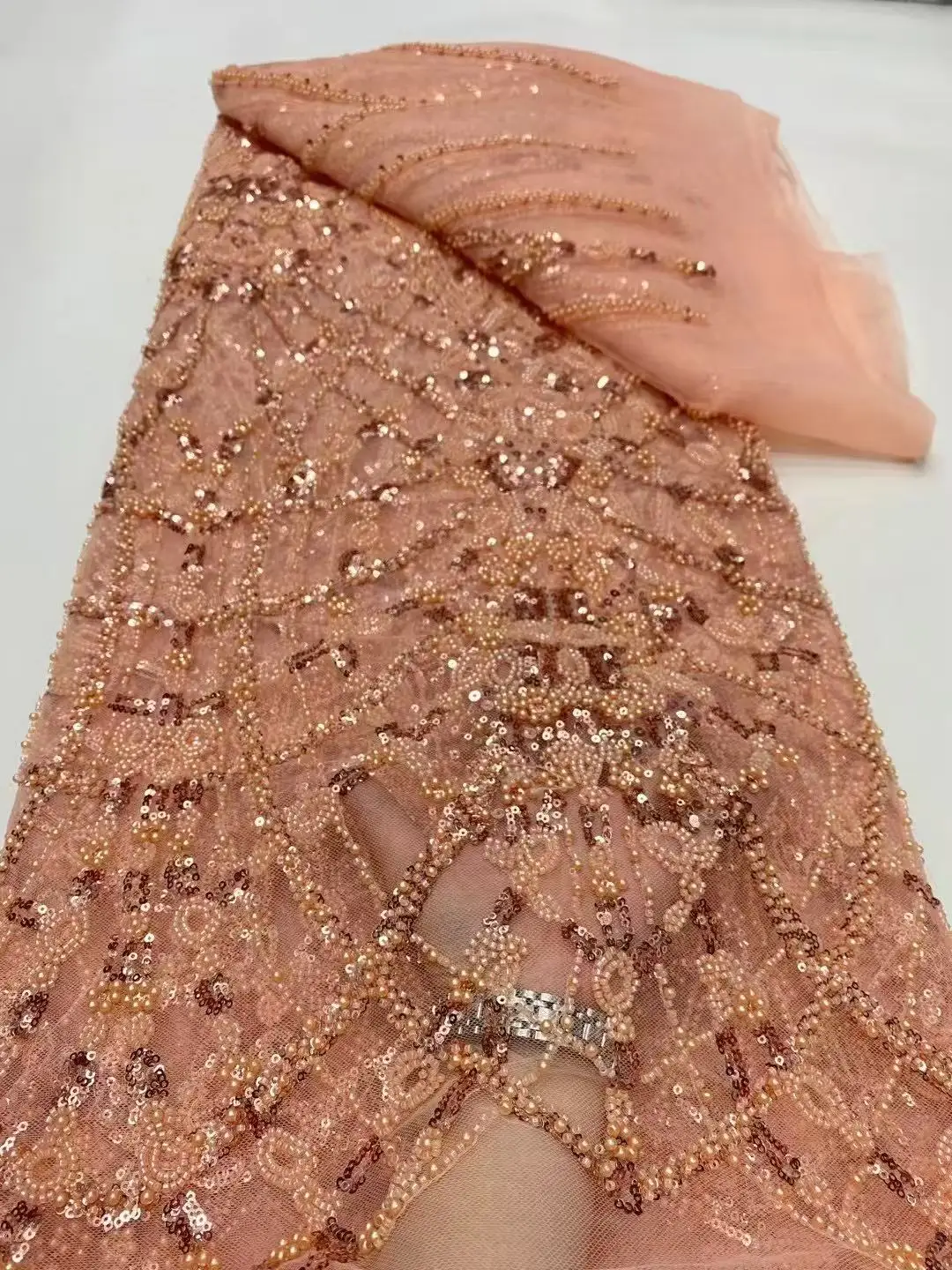 African Lace Fabrics With Bead Sequins Dubai High Quality Latest Mesh 2025 Green French Lace Fabric For Garment Dress
African Lace Fabrics With Bead Sequins Dubai High Quality Latest Mesh 2025 Green French Lace Fabric For Garment Dress