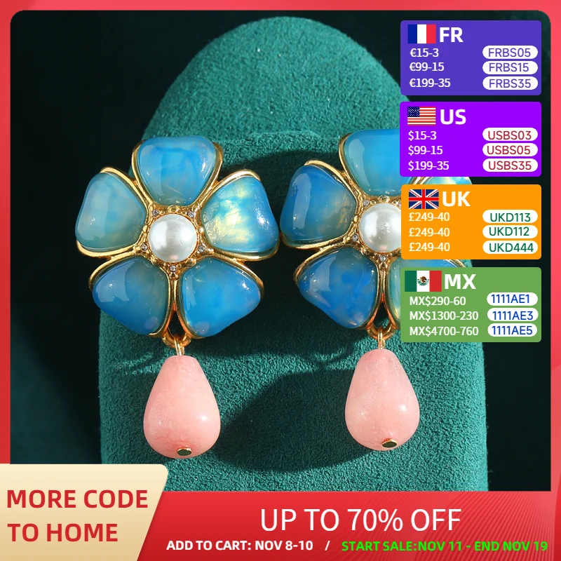 Luxury Blue Glass Flower Earrings Drop Pink Designer Statement Large Gold Color Vintage Jewelry High Quality Accessories 2025
Luxury Blue Glass Flower Earrings Drop Pink Designer Statement Large Gold Color Vintage Jewelry High Quality Accessories 2025