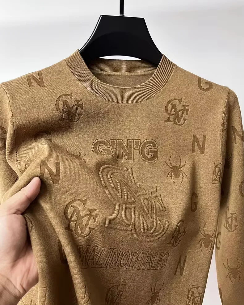 High end brand men's round neck sweater autumn winter fashion men's long sleeve T-shirt European personalized jacquard pullover
High end brand men's round neck sweater autumn winter fashion men's long sleeve T-shirt European personalized jacquard pullover