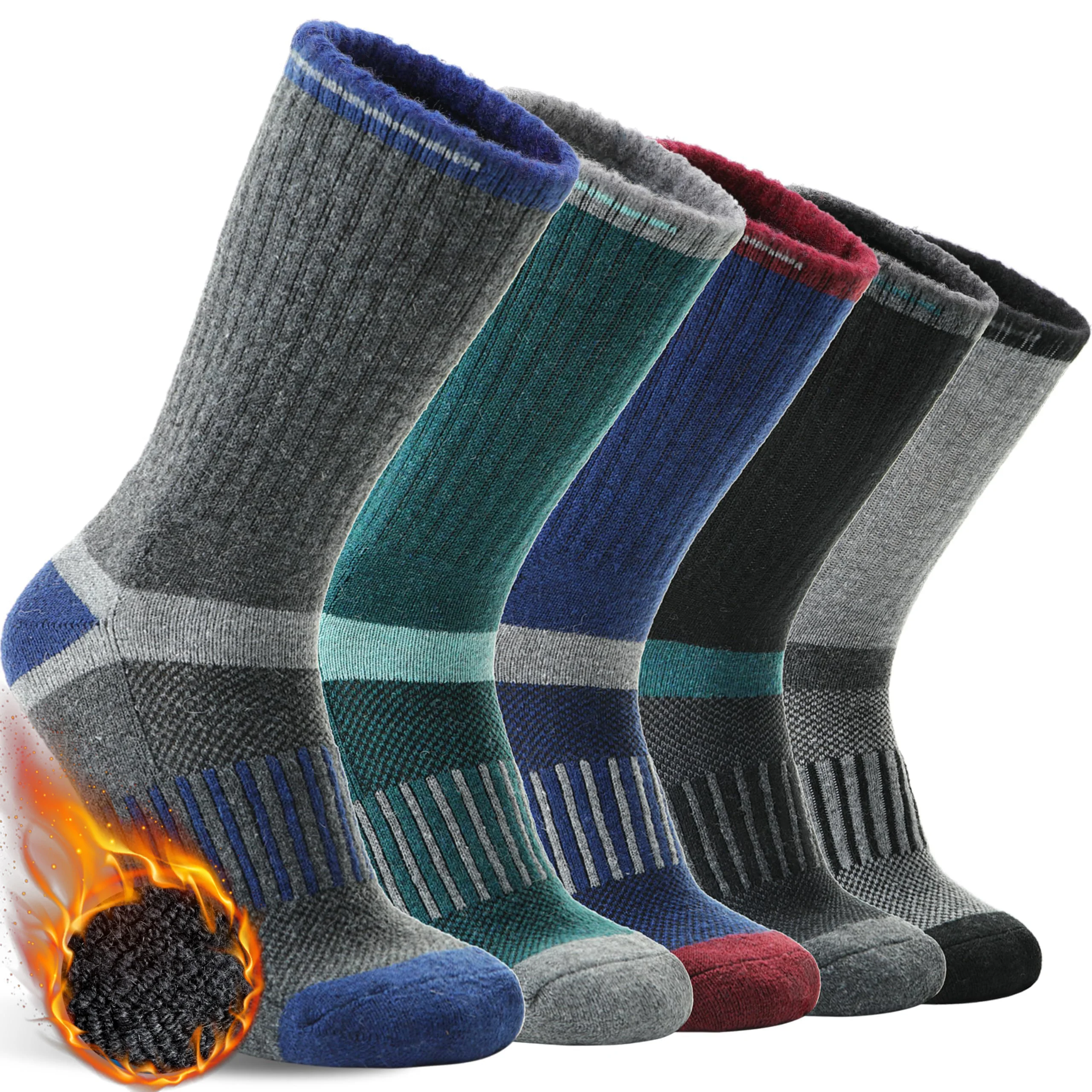 5 Pairs Wool Hiking Socks Warm Thermal Winter Cozy Cushioned Moisture Wicking Socks for Women & Men
5 Pairs Wool Hiking Socks Warm Thermal Winter Cozy Cushioned Moisture Wicking Socks for Women & Men 