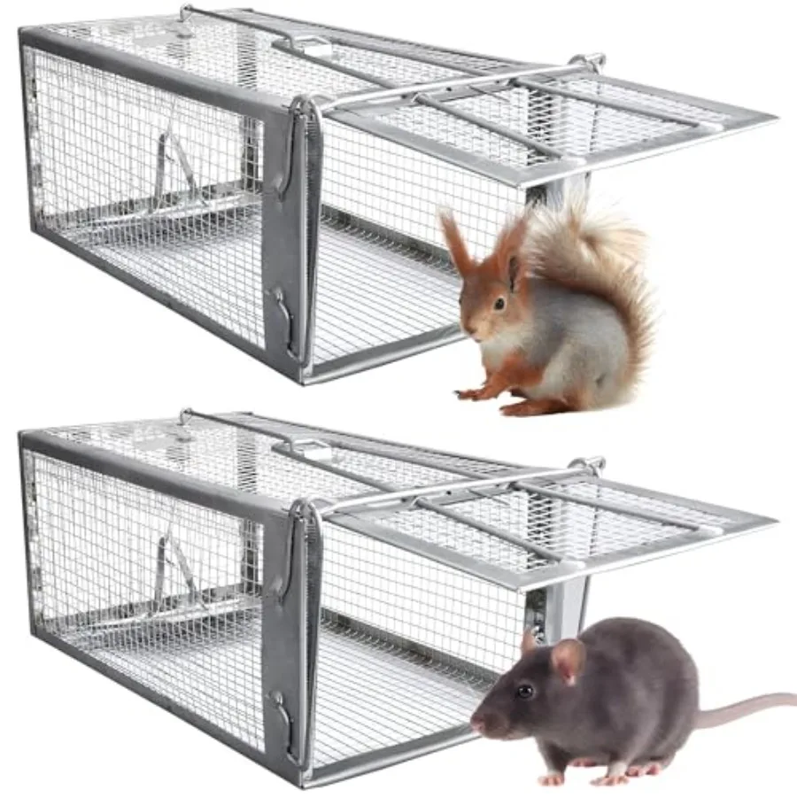 Humane Rat Traps 2-Pack No Kill Small Animal Cage Trap Live Mouse Trap Cage Catch and Release Trampa para Ratones Chipmunk Rode
Humane Rat Traps 2-Pack No Kill Small Animal Cage Trap Live Mouse Trap Cage Catch and Release Trampa para Ratones Chipmunk Rode