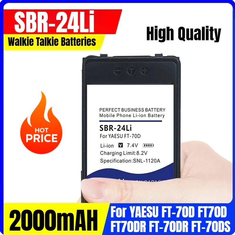 High Quality SBR-24Li 7.4V 2000mAH Walkie Talkie Batteries for YAESU FT-70D FT70D FT70DR FT-70DR FT-70DS
High Quality SBR-24Li 7.4V 2000mAH Walkie Talkie Batteries for YAESU FT-70D FT70D FT70DR FT-70DR FT-70DS