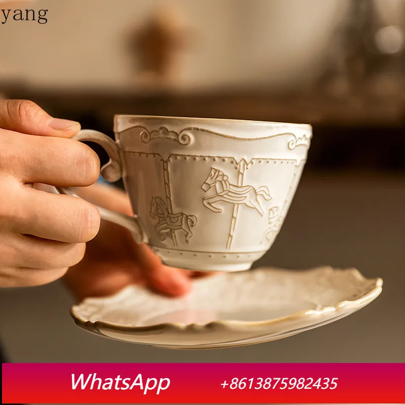 CX relief retro kiln change carousel ceramic coffee cup saucer
CX relief retro kiln change carousel ceramic coffee cup saucer