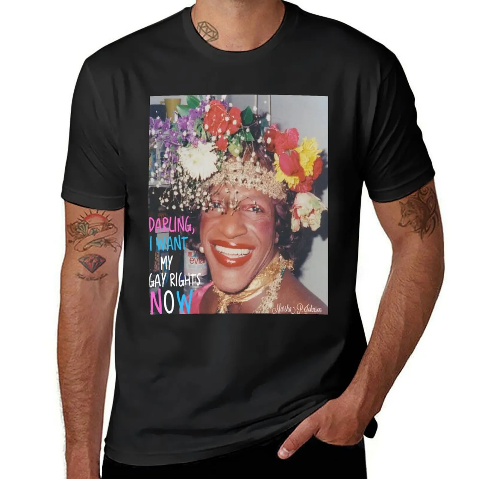 Marsha P. Johnson- Darling, I want my gay rights now T-Shirt hippie clothes new edition tees slim fit t shirts for men
Marsha P. Johnson- Darling, I want my gay rights now T-Shirt hippie clothes new edition tees slim fit t shirts for men
