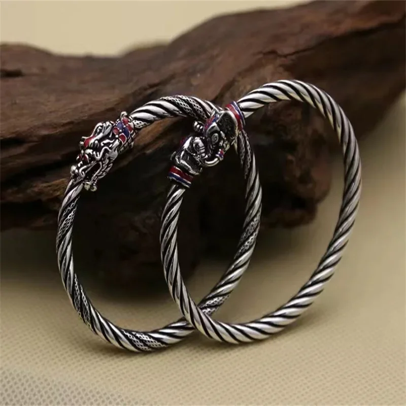 S925 Silver Elephant Silver Bracelet Men's And Women's Retro Style Thai Silver Old Style Fashion Fashion Open Bracelet
S925 Silver Elephant Silver Bracelet Men's And Women's Retro Style Thai Silver Old Style Fashion Fashion Open Bracelet