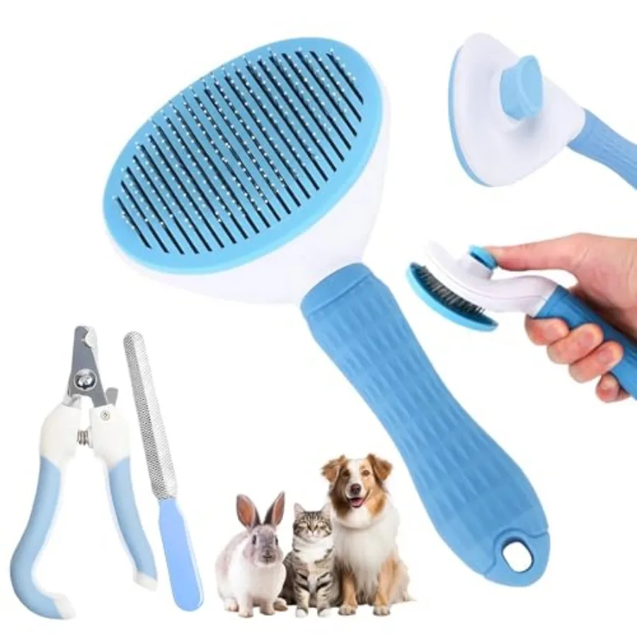 Aglads 3PCS Cat Rabbit Bunny Dog Grooming Kit, Self-Cleaning Slicker Cat and Dog Brush for Shedding, Fine-Needle Comb, Pet Nail
Aglads 3PCS Cat Rabbit Bunny Dog Grooming Kit, Self-Cleaning Slicker Cat and Dog Brush for Shedding, Fine-Needle Comb, Pet Nail