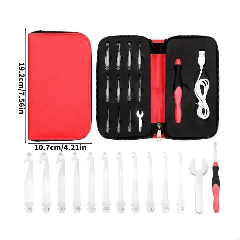 F19B Light Up LED Crochet Hook Set with 11 Size Interchangeable Hook Tip 2.5mm-8.0mm Ergonomic Crochet Hook Knitting Tool
F19B Light Up LED Crochet Hook Set with 11 Size Interchangeable Hook Tip 2.5mm-8.0mm Ergonomic Crochet Hook Knitting Tool