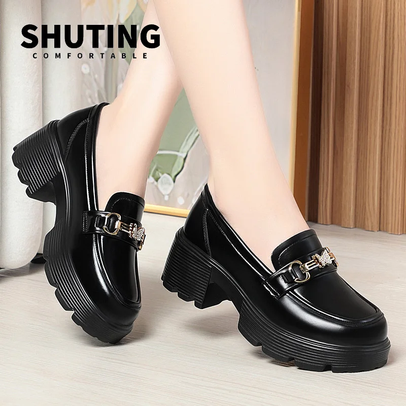 Spring Soft Leather Platform Loafers Women Fashion Elegant Mary Jane Black Round Toe Casual Anti-slip Comfort Single Shoes
Spring Soft Leather Platform Loafers Women Fashion Elegant Mary Jane Black Round Toe Casual Anti-slip Comfort Single Shoes