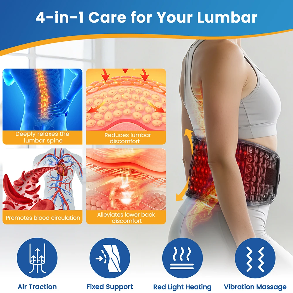 Inflatable Waist Massager Heating Vibration Lumbar Spine Traction Support Belts with Red Light Waist Wrap Braces Deep Relaxation
Inflatable Waist Massager Heating Vibration Lumbar Spine Traction Support Belts with Red Light Waist Wrap Braces Deep Relaxation