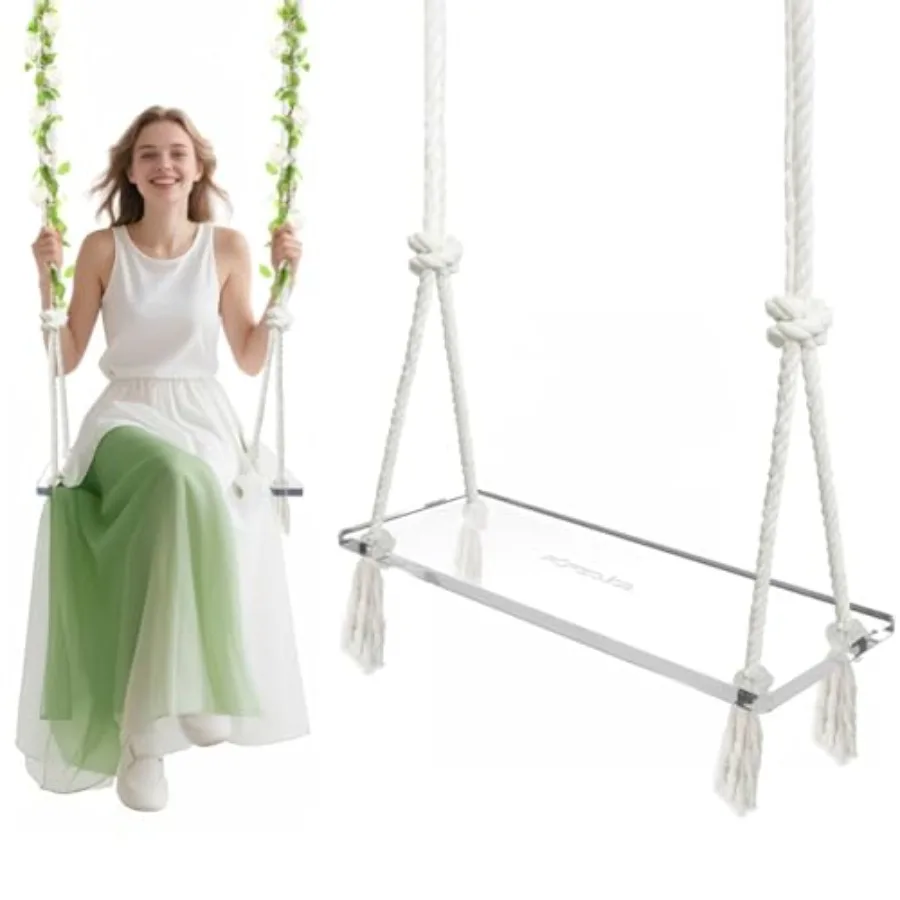 Indoor Outdoor Transparent Acrylic Swing Set with Adjustable Rope, Non-Slip Thickening Design, 550 lbs Capacity, Clear Color, D
Indoor Outdoor Transparent Acrylic Swing Set with Adjustable Rope, Non-Slip Thickening Design, 550 lbs Capacity, Clear Color, D