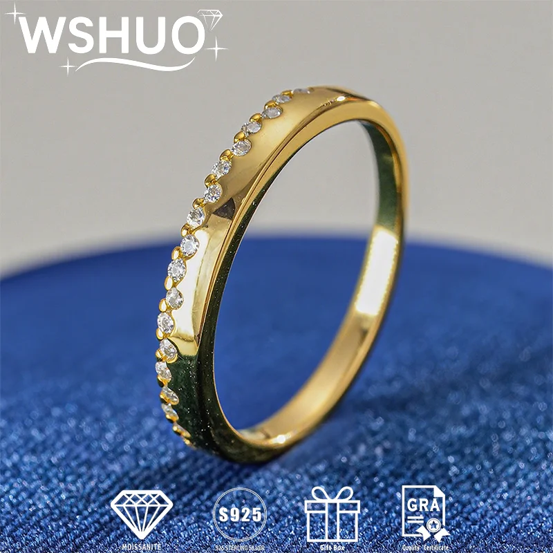 WSHUO S925 Silver Moissanite Women's Ring Simple Fashionable 18K Gold Plated Wedding Ring High-end Jewelry with GRA Certificate
WSHUO S925 Silver Moissanite Women's Ring Simple Fashionable 18K Gold Plated Wedding Ring High-end Jewelry with GRA Certificate