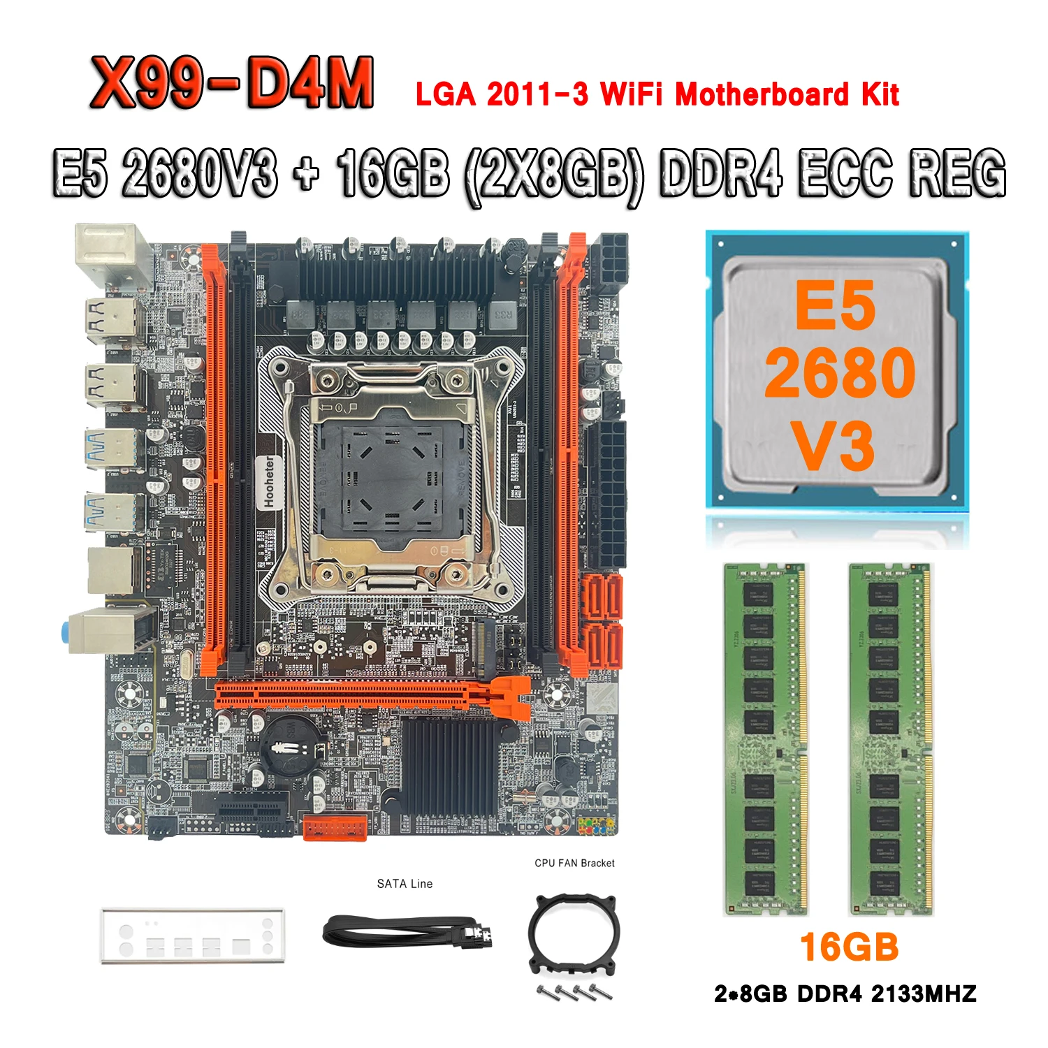 X99 D4M Motherboard Kit Xeon LGA 2011-3 Kit E5 2680 V3 CPU With 16GB(2pcs*8GB) DDR4 2133MHZ ECC REG Memory E5 2680V3 Motherboard
X99 D4M Motherboard Kit Xeon LGA 2011-3 Kit E5 2680 V3 CPU With 16GB(2pcs*8GB) DDR4 2133MHZ ECC REG Memory E5 2680V3 Motherboard