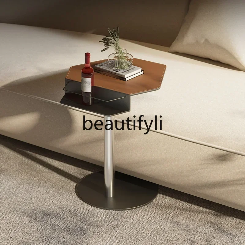 LXItalian minimalist leather sofa side several saddle leather special-shaped small side table light luxury movableSSS
LXItalian minimalist leather sofa side several saddle leather special-shaped small side table light luxury movableSSS