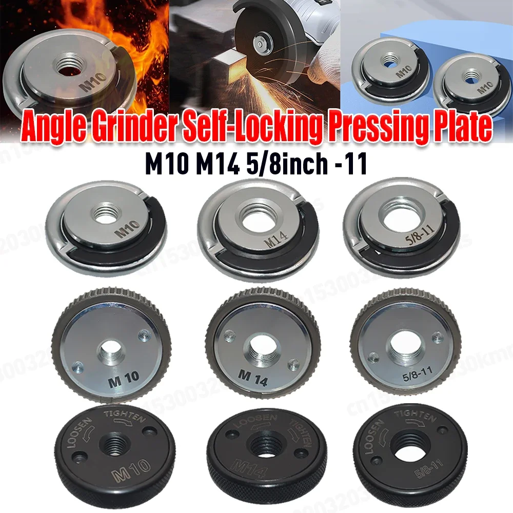 M10 M14 5/8inch -11 Thread Angle Grinder Self-Locking Pressing Plate Quick Release Flange Nut Accessory Locking Nut Replace
M10 M14 5/8inch -11 Thread Angle Grinder Self-Locking Pressing Plate Quick Release Flange Nut Accessory Locking Nut Replace
