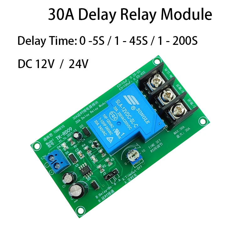 30A Time Delay Relay Module 12V 24V Delay Monostable Relay Module Adjustatle 5s 45s 200S Turn On OFF Relay Switch Module
30A Time Delay Relay Module 12V 24V Delay Monostable Relay Module Adjustatle 5s 45s 200S Turn On OFF Relay Switch Module