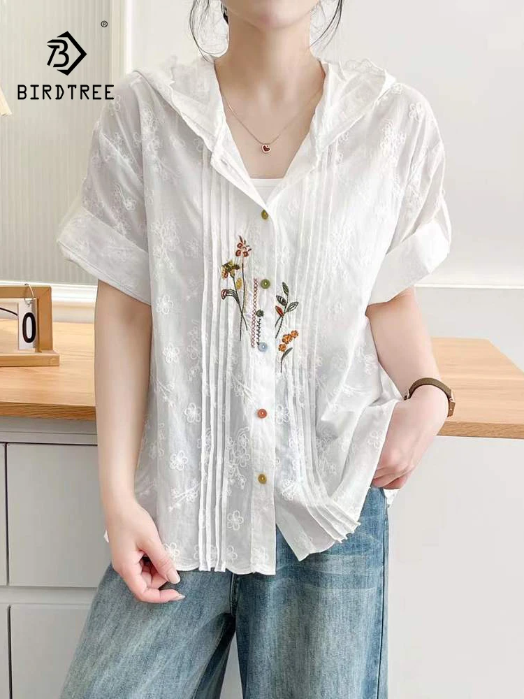 New 2025 Summer Cotton Short Sleeve Hooded Shirt, Women Embroidery, Mori Girl Age Reduction Casual Sweet Loose Blouse T55047CC
New 2025 Summer Cotton Short Sleeve Hooded Shirt, Women Embroidery, Mori Girl Age Reduction Casual Sweet Loose Blouse T55047CC