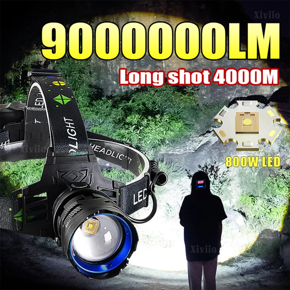 9000000LM Strong Light Headlamp Powerful LED Head Flashlight Rechargeable Type C Super Bright Torch for Hunting Fishing Headlamp
9000000LM Strong Light Headlamp Powerful LED Head Flashlight Rechargeable Type C Super Bright Torch for Hunting Fishing Headlamp