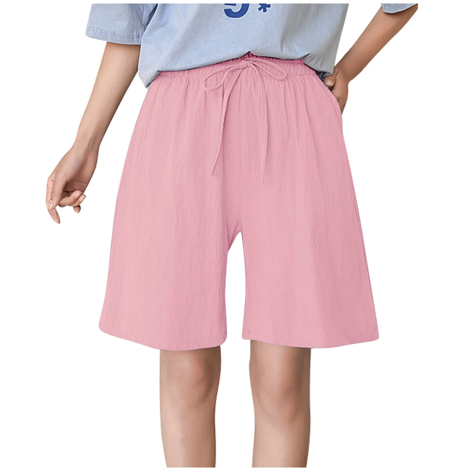 Ladies Fashion Casual With Solid Color Cotton Linen Loose Medium Shorts Pinstripe Pants Women Casual 
Ladies Fashion Casual With Solid Color Cotton Linen Loose Medium Shorts Pinstripe Pants Women Casual