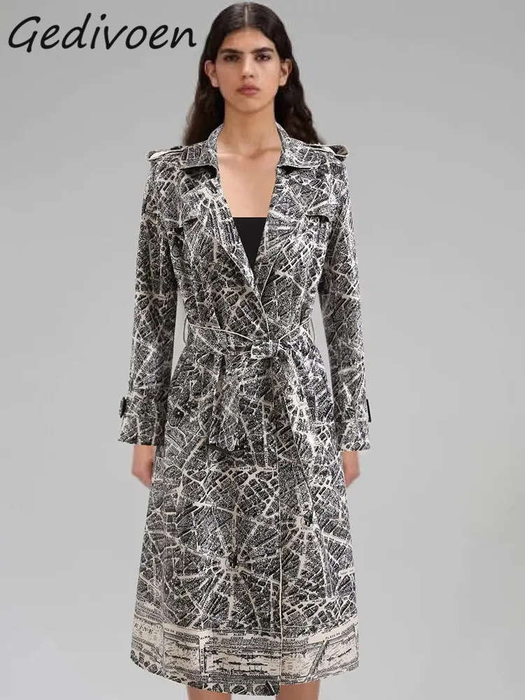 Gedivoen Winter Fashion Designer Vintage Print Trench Coat Women's Lapel Long Sleeve Sashes Gathered Waist Slim Long Trench Coat
Gedivoen Winter Fashion Designer Vintage Print Trench Coat Women's Lapel Long Sleeve Sashes Gathered Waist Slim Long Trench Coat