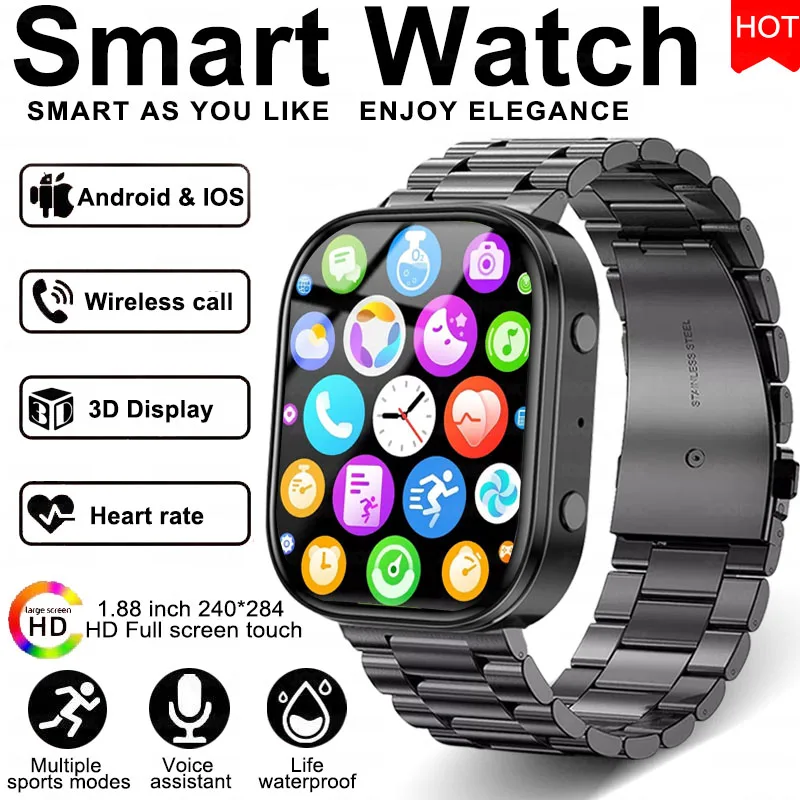Спортивные мужские умные часы с GPS, водонепроницаемые, с экраном 1,88 дюйма, мониторинг здоровья, звонки по Bluetooth, для Android и iOS, новинка 2026 года
Спортивные мужские умные часы с GPS, водонепроницаемые, с экраном 1,88 дюйма, мониторинг здоровья, звонки по Bluetooth, для Android и iOS, новинка 2026 года