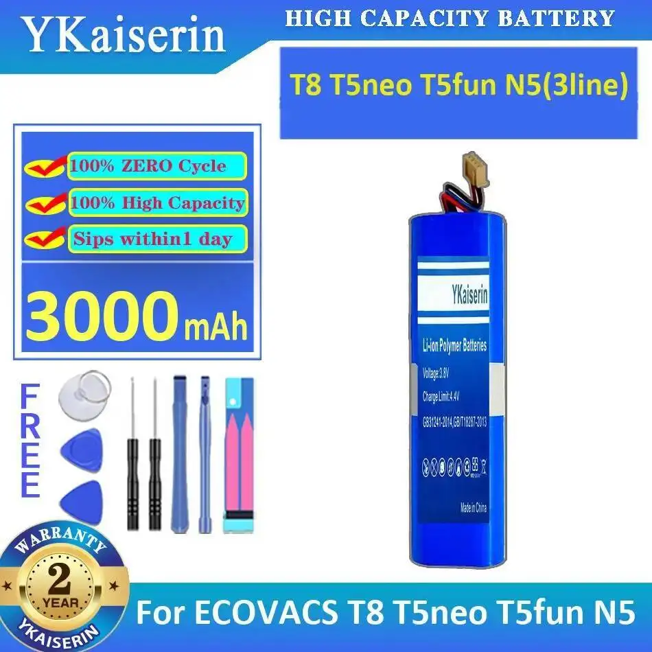 For Ecovacs T8 T5neo T5fun N5 Robotic Vacuum Cleaner 3Line 3000Mah Cleaning Robot Battery Durable Environmentally Friendly
For Ecovacs T8 T5neo T5fun N5 Robotic Vacuum Cleaner 3Line 3000Mah Cleaning Robot Battery Durable Environmentally Friendly