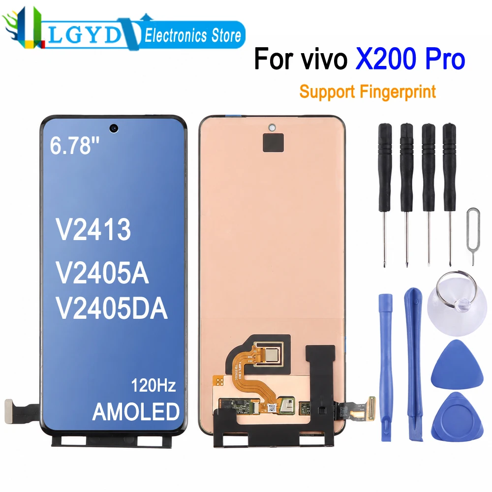 6.78-inch 120Hz AMOLED Screen For vivo X200 Pro 5G, V2413 V2405A V2405DA Phone Display Touch Screen with Fingerprint Flex Cable
6.78-inch 120Hz AMOLED Screen For vivo X200 Pro 5G, V2413 V2405A V2405DA Phone Display Touch Screen with Fingerprint Flex Cable
