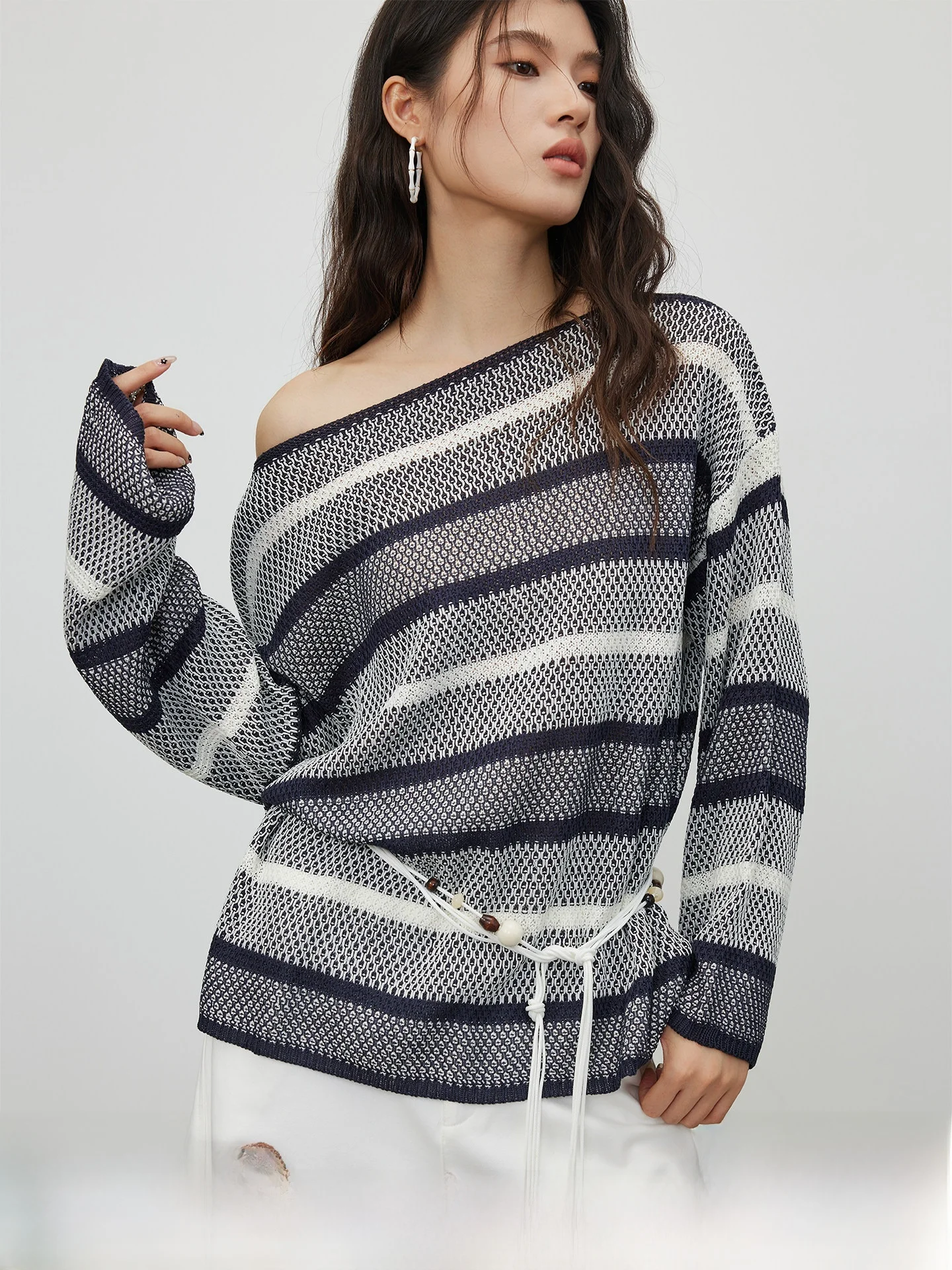 KEARA Loose Long Sve Knitted Top Women's Spring 2026 New Sle oulder Bared Striped Korean Sle Breathable Comfortable
KEARA Loose Long Sve Knitted Top Women's Spring 2026 New Sle oulder Bared Striped Korean Sle Breathable Comfortable